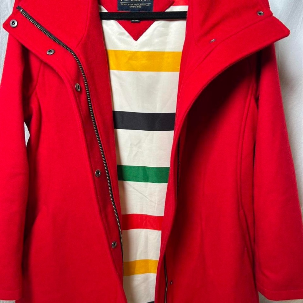 Pendleton Red Wool Pea Coat - Picture 2 of 5